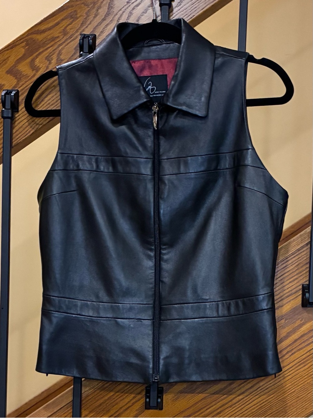 Venus Williams X Wilsons Leather Vest Zip Front And Sides Black SZ. Med Y2K